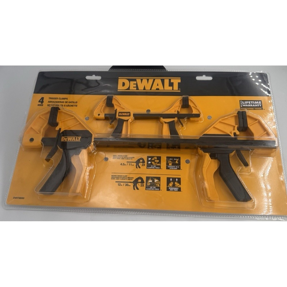 Dewalt 4-Pack Trigger Clamp Vise Set Medium & Small One-Hand Operation Unopened